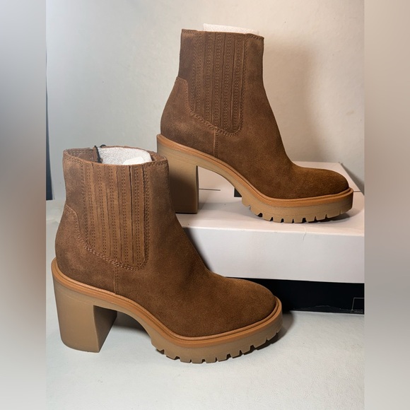 Dolce Vita Caster H2O Booties camel suede casual classic fall winter stylish - Picture 5 of 11